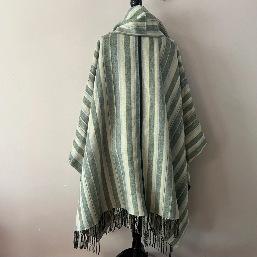 Jonathan Simkhai Striped Poncho in Green and Cream - Picture 8 of 13